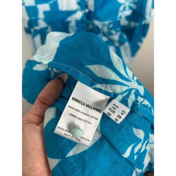 Rebecca Vallance Ibiza Printed Maxi Dress Blue Sz 6 Resort Tropical - Picture 9 of 11